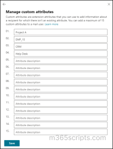 Custom Attributes in Exchange Online