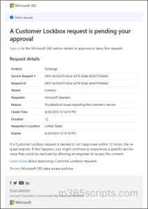 Microsoft Customer lockbox request