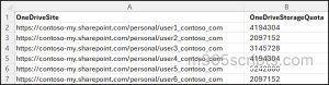 CSV sample to increase OneDrive Storage