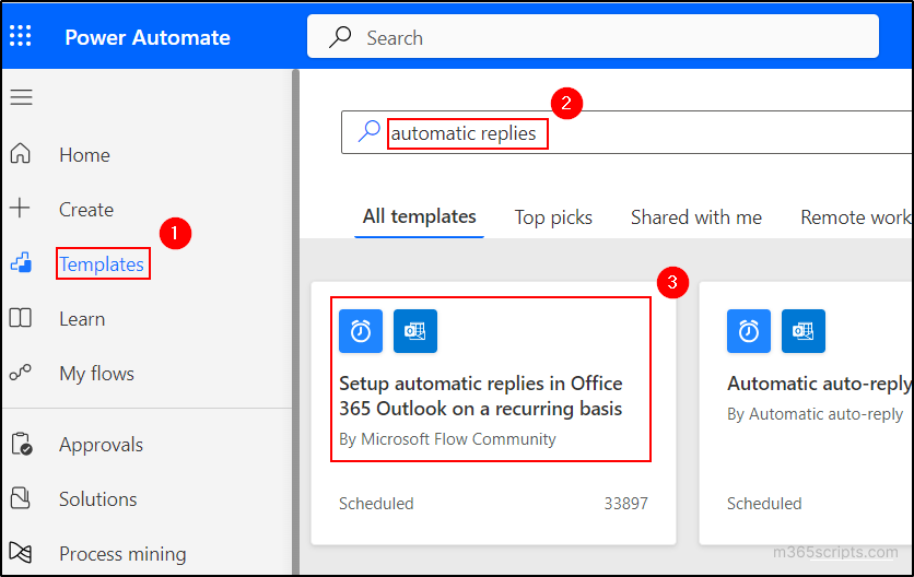 Set recurring OOF using power automate