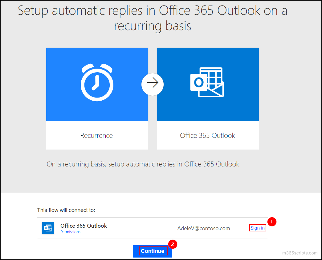 Sign-in to Outlook in Power Automate