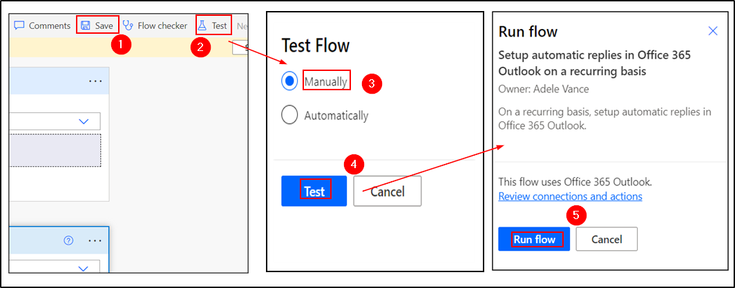 Test the Power Automate Flow - Recurring OOF replies