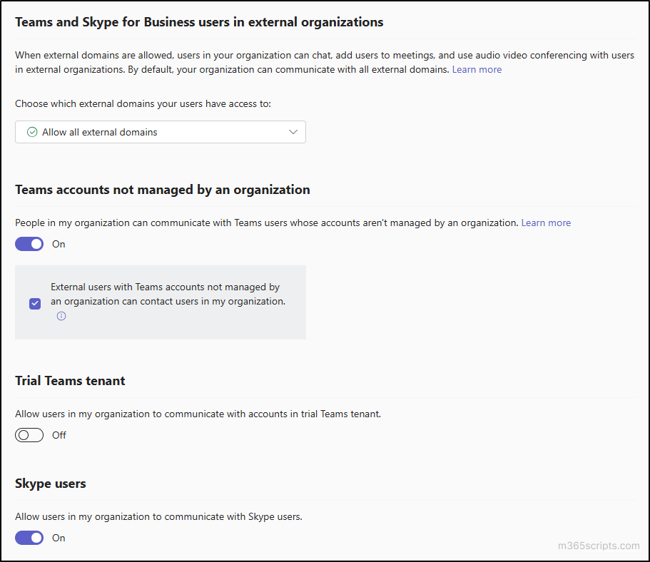 Manage External Access Settings in Microsoft Teams