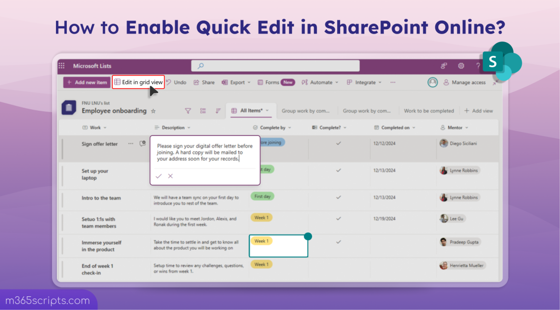 How to Enable Quick Edit in SharePoint Lists and Libraries?