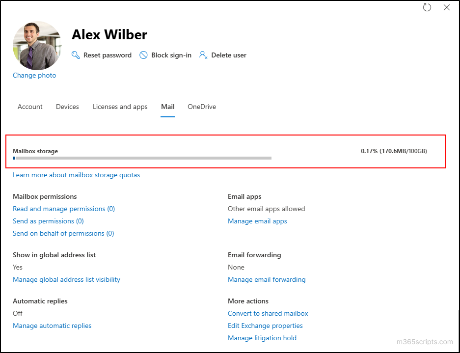 How to check mailbox size in microsoft 365