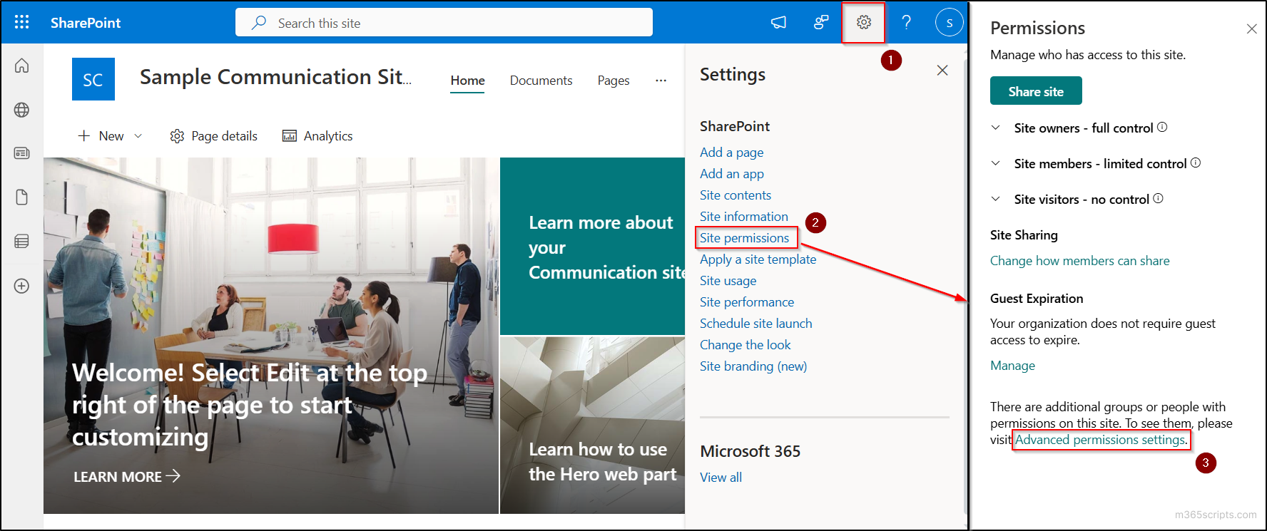 advanced permissions settings in SharePoint