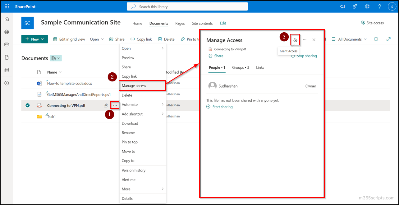 grant access to a file or folder in SharePoint