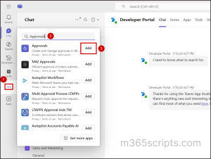 Install Approvals app in Microsoft Teams