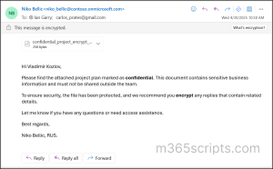 Encrypted email view in Outlook