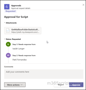 Received request in Approvals app in Microsoft Teams