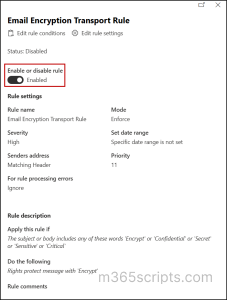 Enabling Transport Rule
