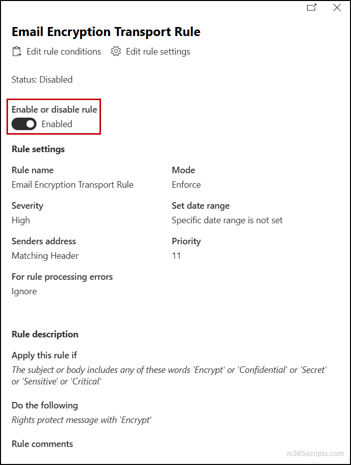 Automate Email Encryption with Mail Flow Rule in Microsoft 365