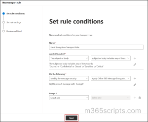 Set rule condition