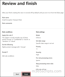 Transport rule review page