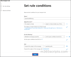 Set rule conditions