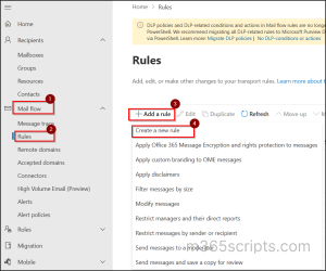 Create Mail Flow Rules 
