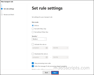 Set rule settings