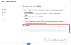 Define the scope for sensitivity label