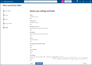 Review and create sensitivity label