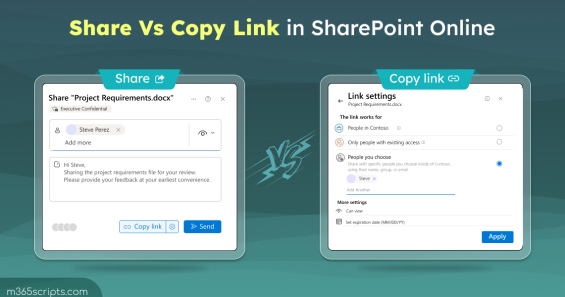 Difference Between Share and Copy Link in SharePoint Online
