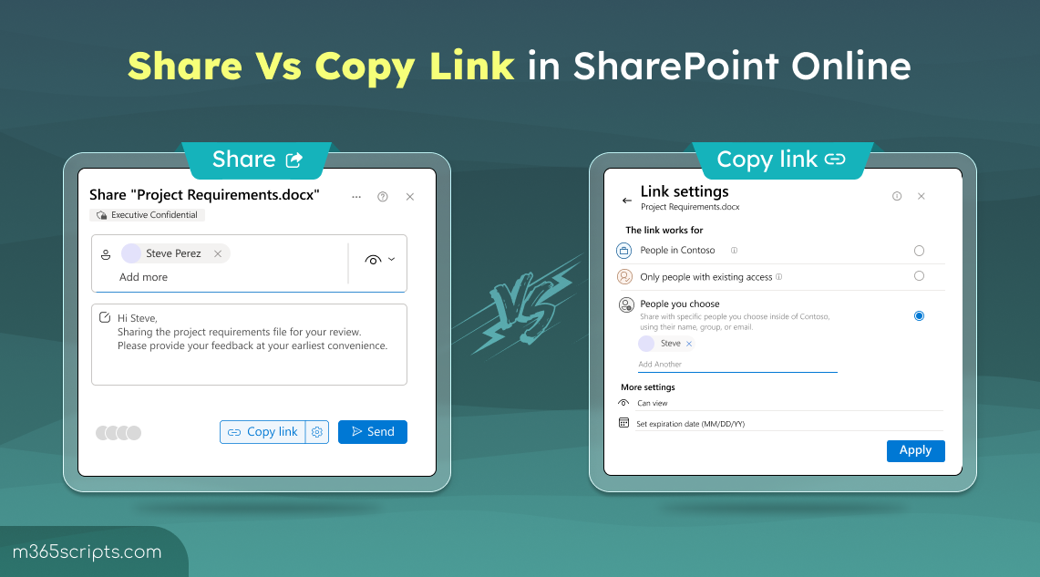 Difference Between Share and Copy Link in SharePoint Online