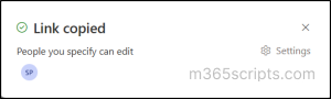 Sharing files using copy link option