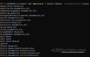 Microsoft Graph scope