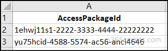 access packag id input csv sample