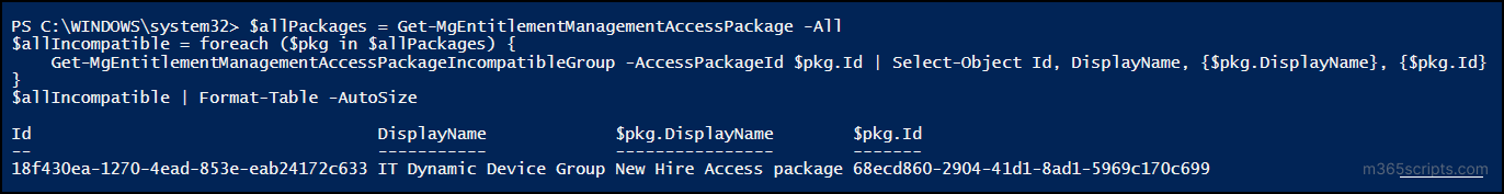 all-incompatible-groups-in-access-packages