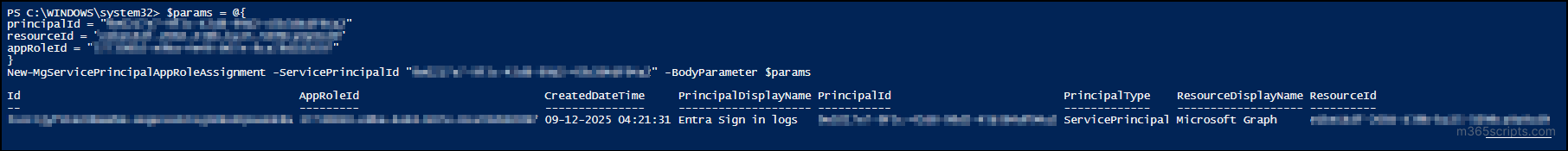assign entra application permissions to a specfic app