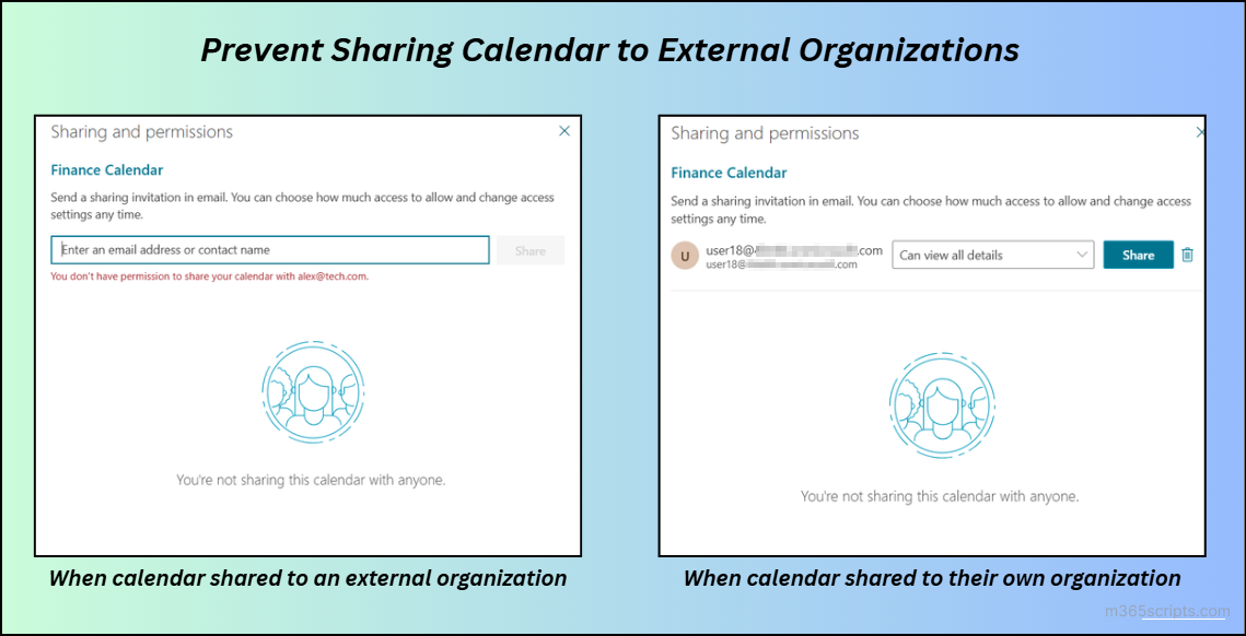 block calendar sharing tenant wide