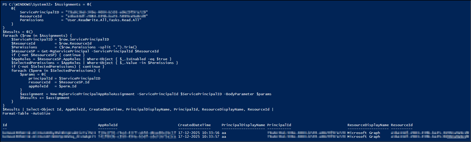bulk assign multiple app roles to specific application