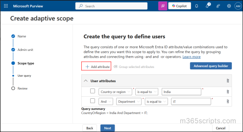 Create Adaptive Scopes in Microsoft Purview