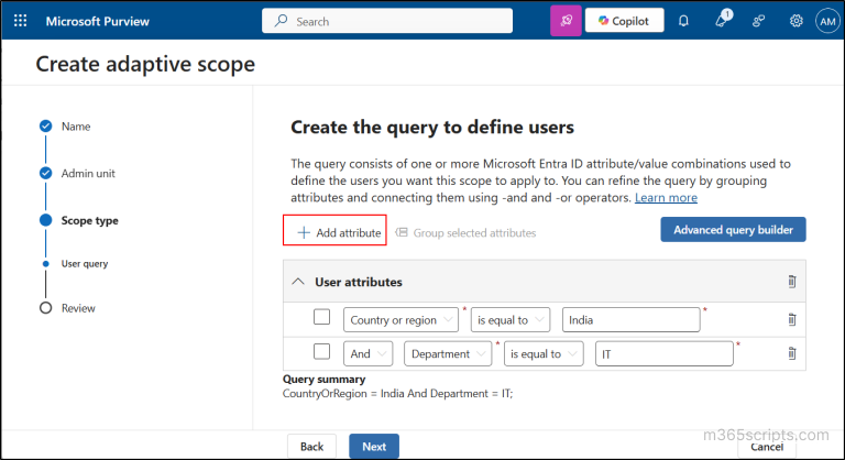 Create Adaptive Scopes in Microsoft Purview