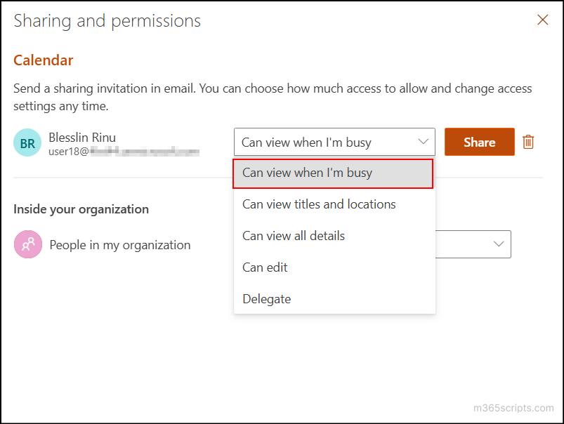 limit calendar permission to availabilityonly