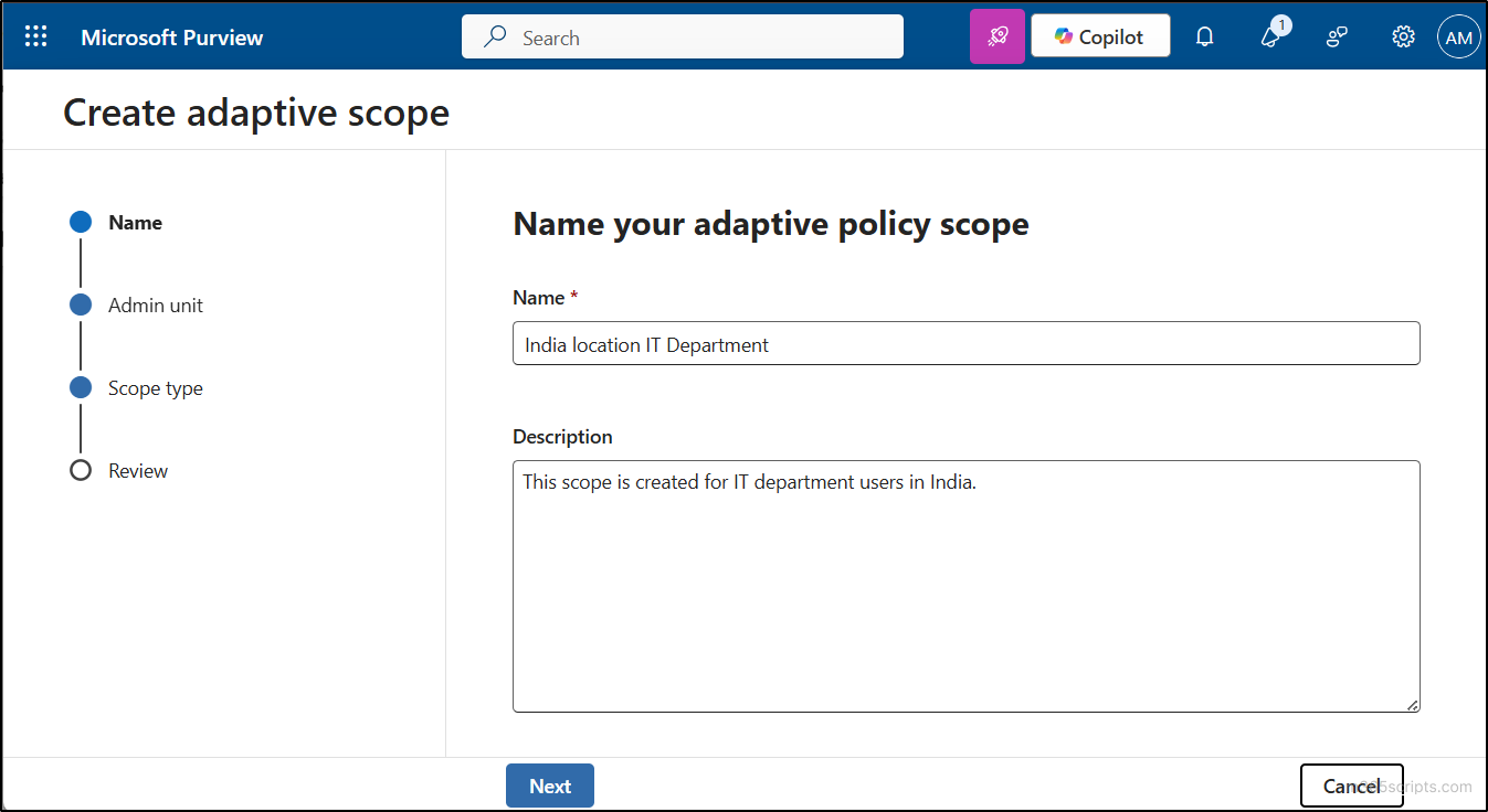 Create Adaptive Scopes in Microsoft Purview