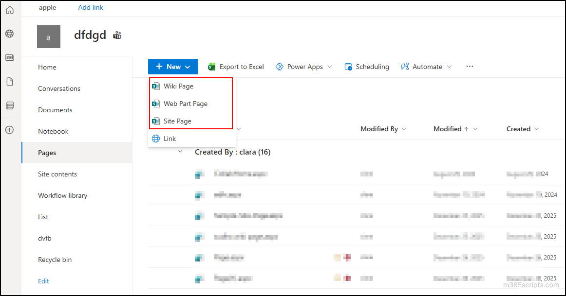 Sharepoint Page Components Wiki Page vs Web Part Page vs Site Pages in SharePoint Online