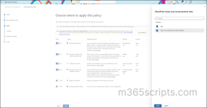 Excluding a site from retention policy