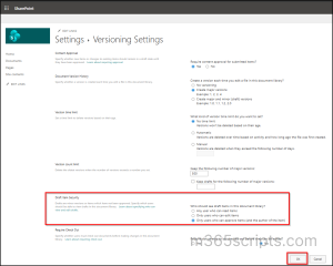 Setup draft item security via SPO