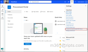 Connect to new Microsoft 365 Group