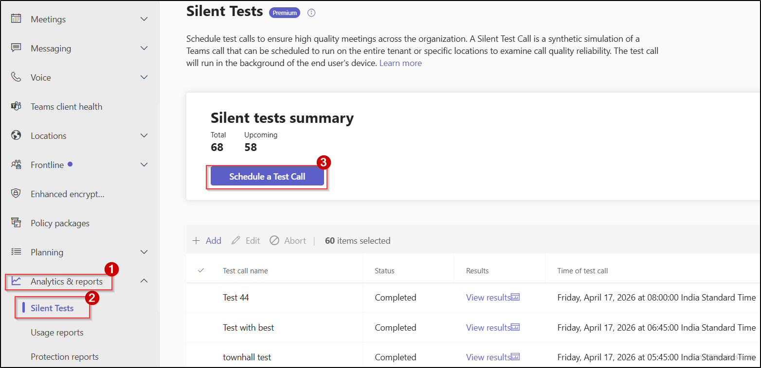 Teams Silent Testing for Proactive Call Quality Monitoring