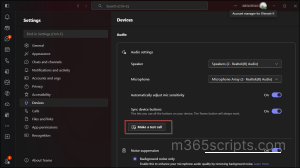 Make a Test Call Feature in Microsoft Teams