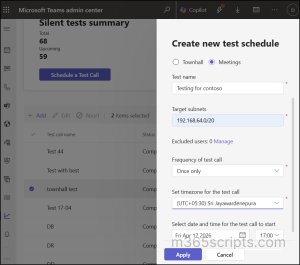 How to Schedule Silent Test Call in Teams for Town Hall