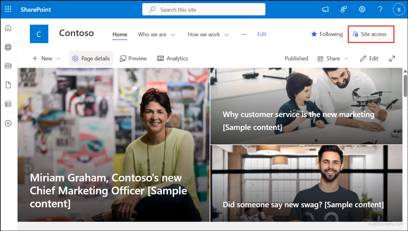 site access in sharepoint site