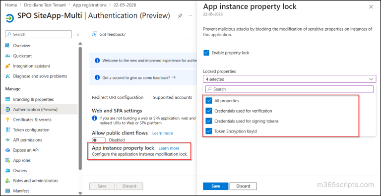 App Instance Property Lock in Microsoft Entra ID