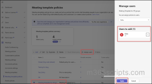 Assign Teams Meeting Policy to Specific Users.