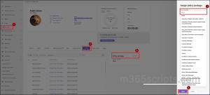 Assign policy package to a user