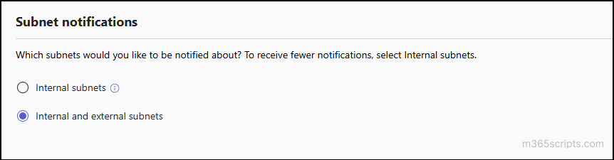 Choose the subnets for in-progress alerts for meeting quality issues