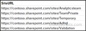 Input File for Excluding Site from a Retention Policy