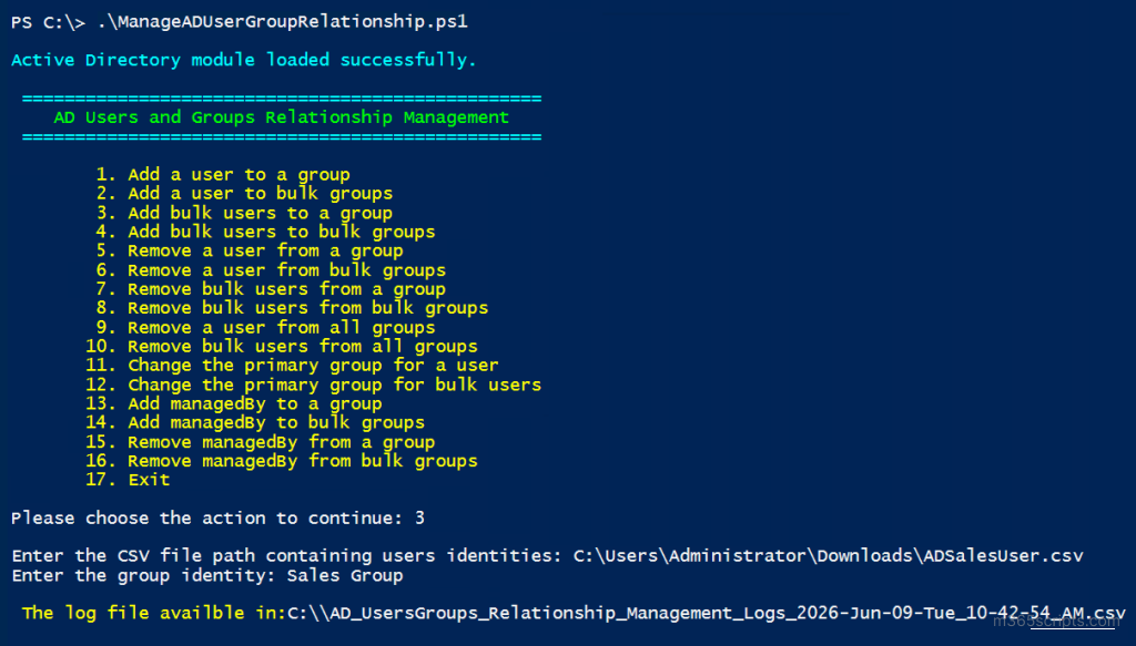 Manage AD User and Group Relationships Using PowerShell